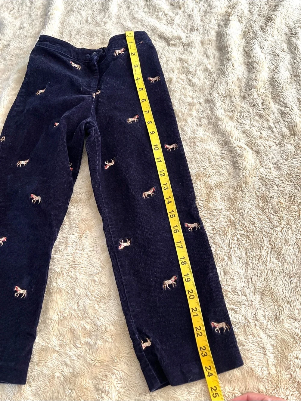 HARTSTRINGS Girl's Blue Corduroy Embroidered Horse Pants Size 5